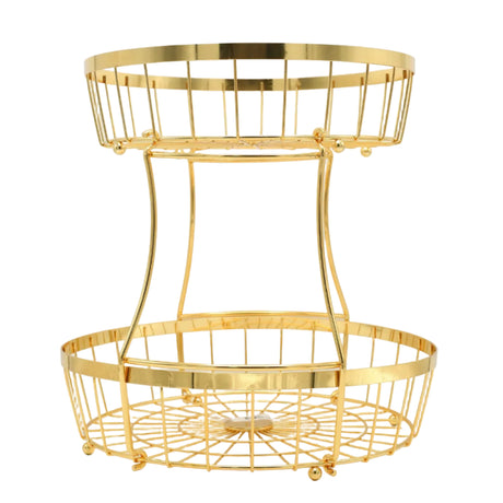 2 Tier Iron Fruit and Storage Basket Golden at Zubaidas Homestore Pakistan