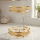 2 Tier Round Iron Mesh Basket Golden at Zubaidas Homestore