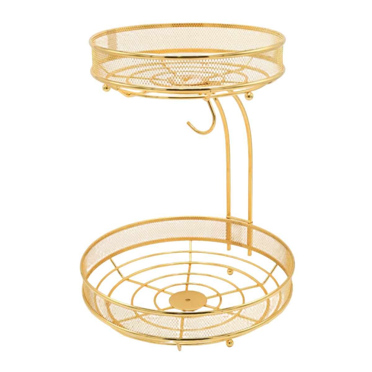 2 Tier Round Iron Mesh Basket Golden at Zubaidas Homestore - The Largest Collection of Fruits Baskets In Pakistan