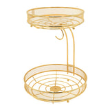 2 Tier Round Iron Mesh Basket Golden at Zubaidas Homestore - The Largest Collection of Fruits Baskets In Pakistan