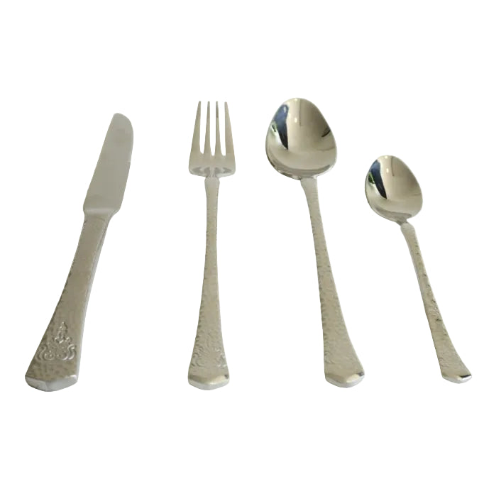 24 Pieces Cutlery Set Hammered Bright Silver at Zubaidas Homestore Online Pakistan