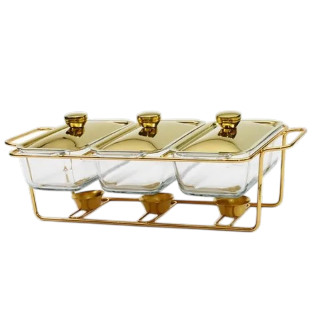 3 in 1 Burner Dish Rectangle Food Warmer 1.3LTR at Zubaidas Homestore Pakistan