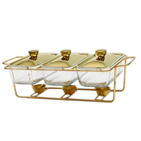 3 in 1 Burner Dish Rectangle Food Warmer 1.3LTR at Zubaidas Homestore Pakistan