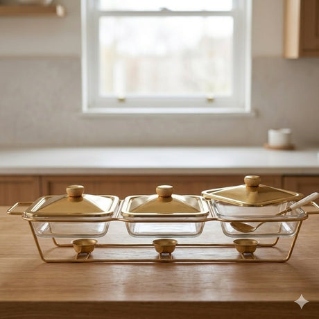 3 in 1 Burner Dish Rectangle Food Warmer 1.5LTR at Zubaidas Homestore Best for Home Shopping