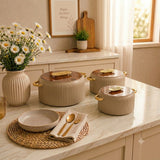 3-Piece Insulated Hot Pot Set With Marble Finish Lid Beige at Zubaidas Homestore