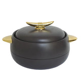 3 Pieces Dark Matte Brown Hot Pot Set With Gold Handles at Zubaidas Homestore Best for Home Shopping
