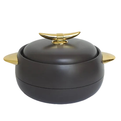 3 Pieces Dark Matte Brown Hot Pot Set With Gold Handles at Zubaidas Homestore Best for Home Shopping