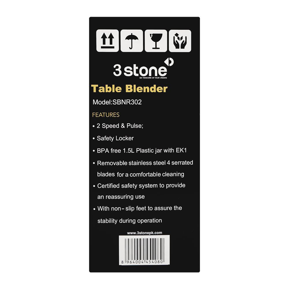3 Stone Table Blender Set 350W 1.5 Liter SBNR302 at Zubaidas Best Homestore in Pakistan
