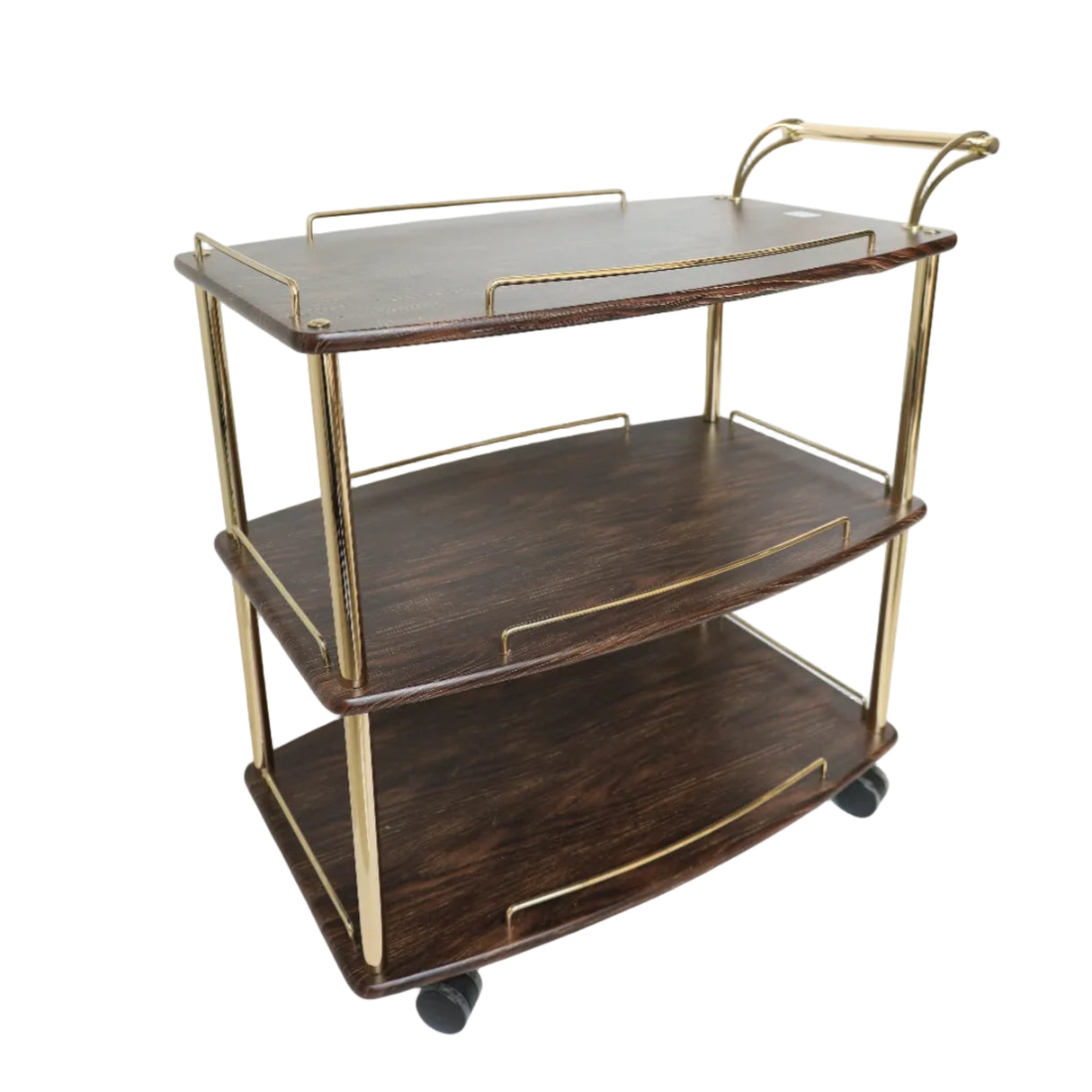 3-Tier Dark Brown Wooden Rolling Serving Trolley at Zubaidas Homestore