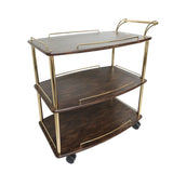 3-Tier Dark Brown Wooden Rolling Serving Trolley at Zubaidas Homestore
