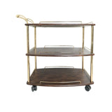 3-Tier Dark Brown Wooden Rolling Serving Trolley at Zubaidas Homestore