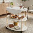 3-Tier White Wooden Rolling Serving Trolley With Gold at Zubaidas Homestore. Most Popular Homestore In Pakitsan