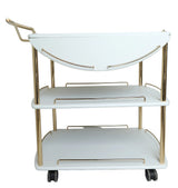 3-Tier White Wooden Rolling Serving Trolley With Gold at Zubaidas Homestore Online Pakistan