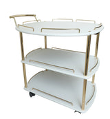 3-Tier White Wooden Rolling Serving Trolley With Gold at Zubaidas Homestore #NO 1 Homestore in Pakistan