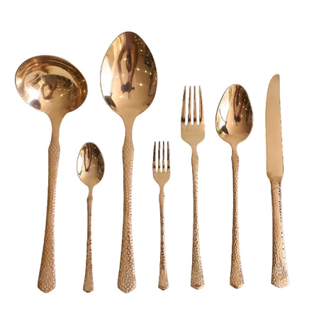32 Pieces Cutlery Set Hammered Rose Gold at Zubaidas Homestore Best for Home Shopping