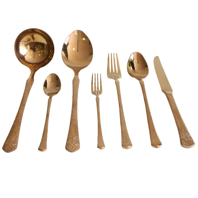 32 Pieces Cutlery Set Hammered Rose Gold at Zubaidas Homestore Online Pakistan