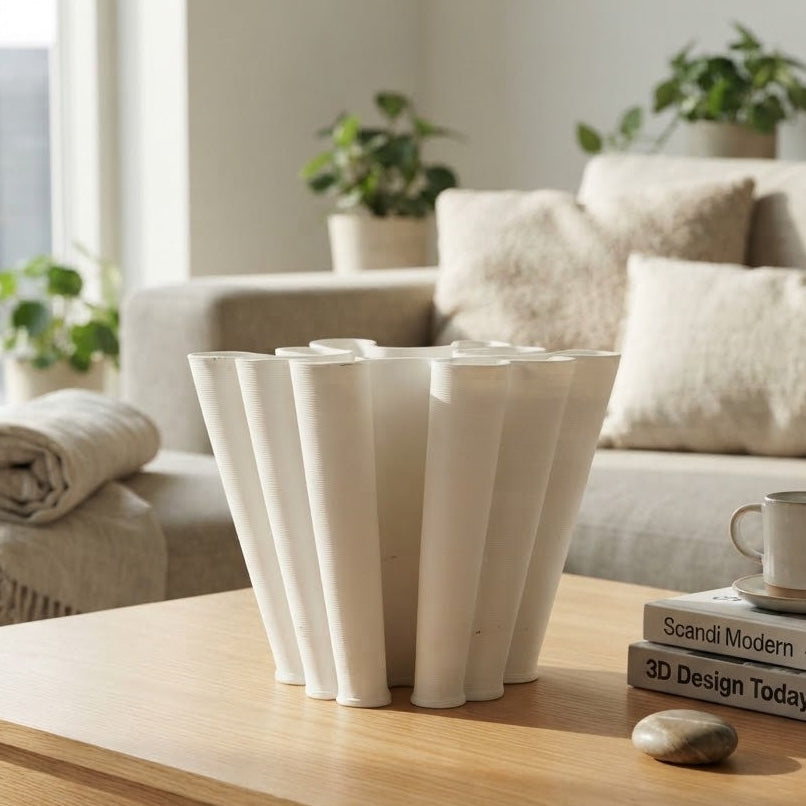 3D Printed Architectural Ceramic Decorative Vase White at Zubaidas Homestore