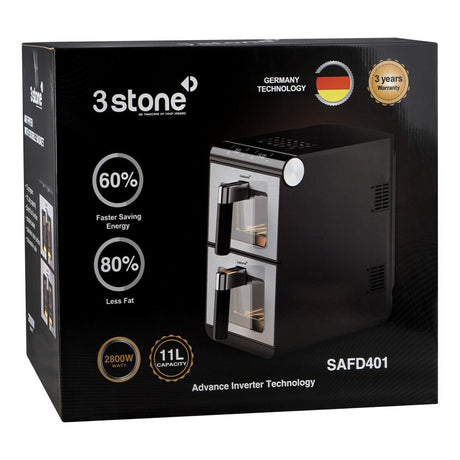 3stone Air Fryer With Double Basket 2800W 11 Liters SAFD401 at Zubaidas Homestore