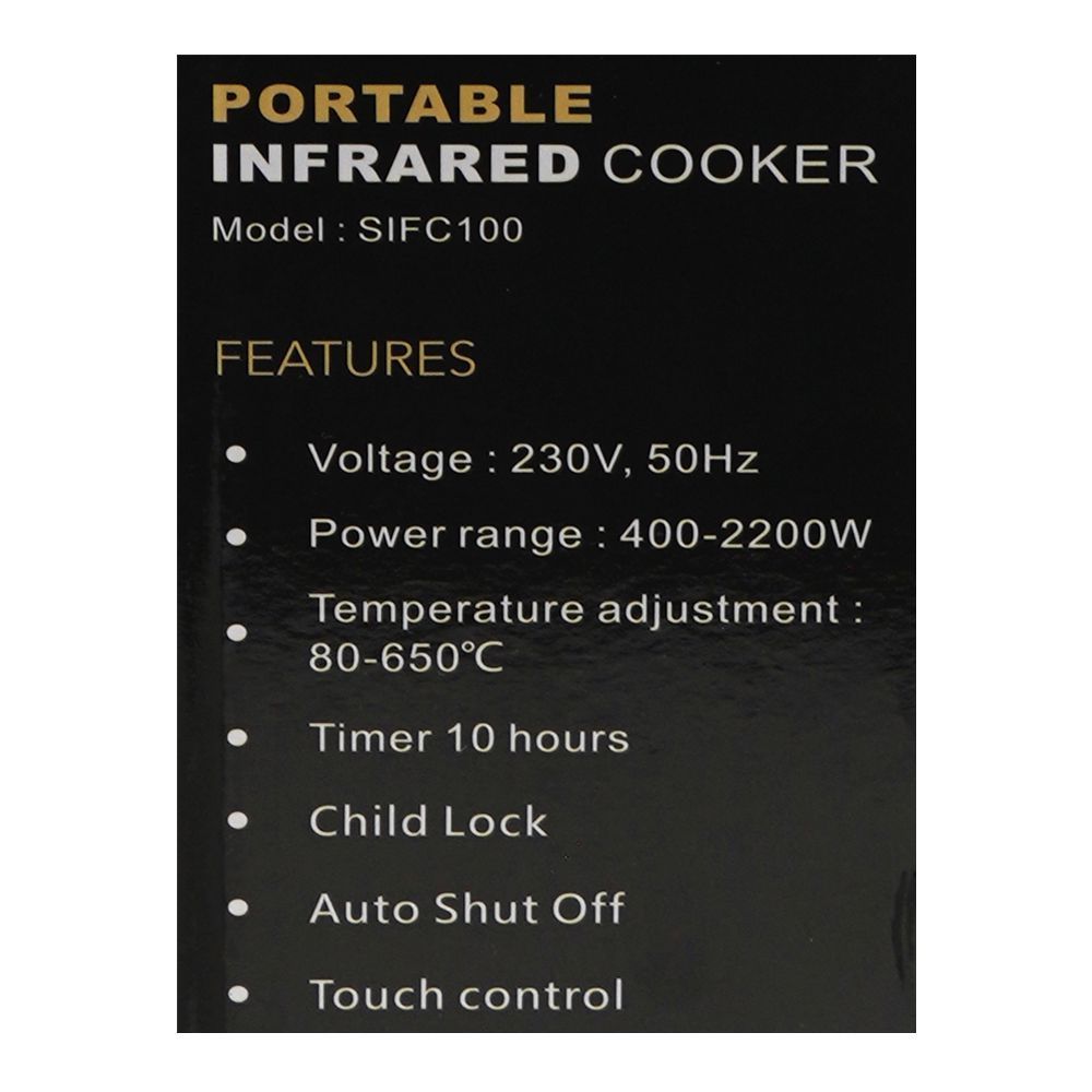 3stone Portable Infrared Cooker 400W-2200W SIFC100 at Zubaidas Most Reliable Home Shop in Pakistan