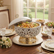 6-Liter Food Warmer Buffet Dish in White and Gold at Zubaidas Homestore Pakistan