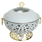 6-Liter Food Warmer Buffet Dish in White and Gold at Zubaidas Homestore Best for Home Shopping