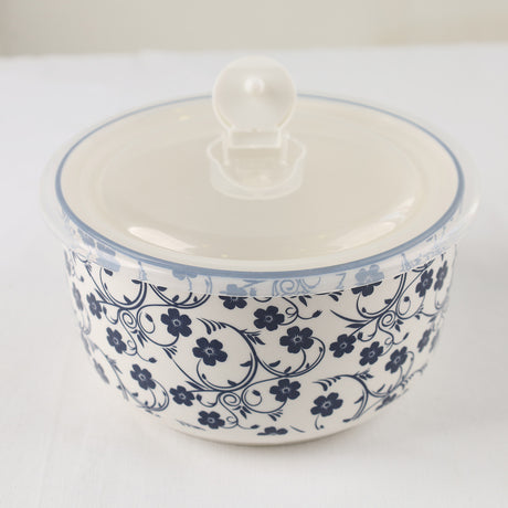 Danny Home 3Pcs Ceramic Food Container Blue Floral at Zubaidas Homestore