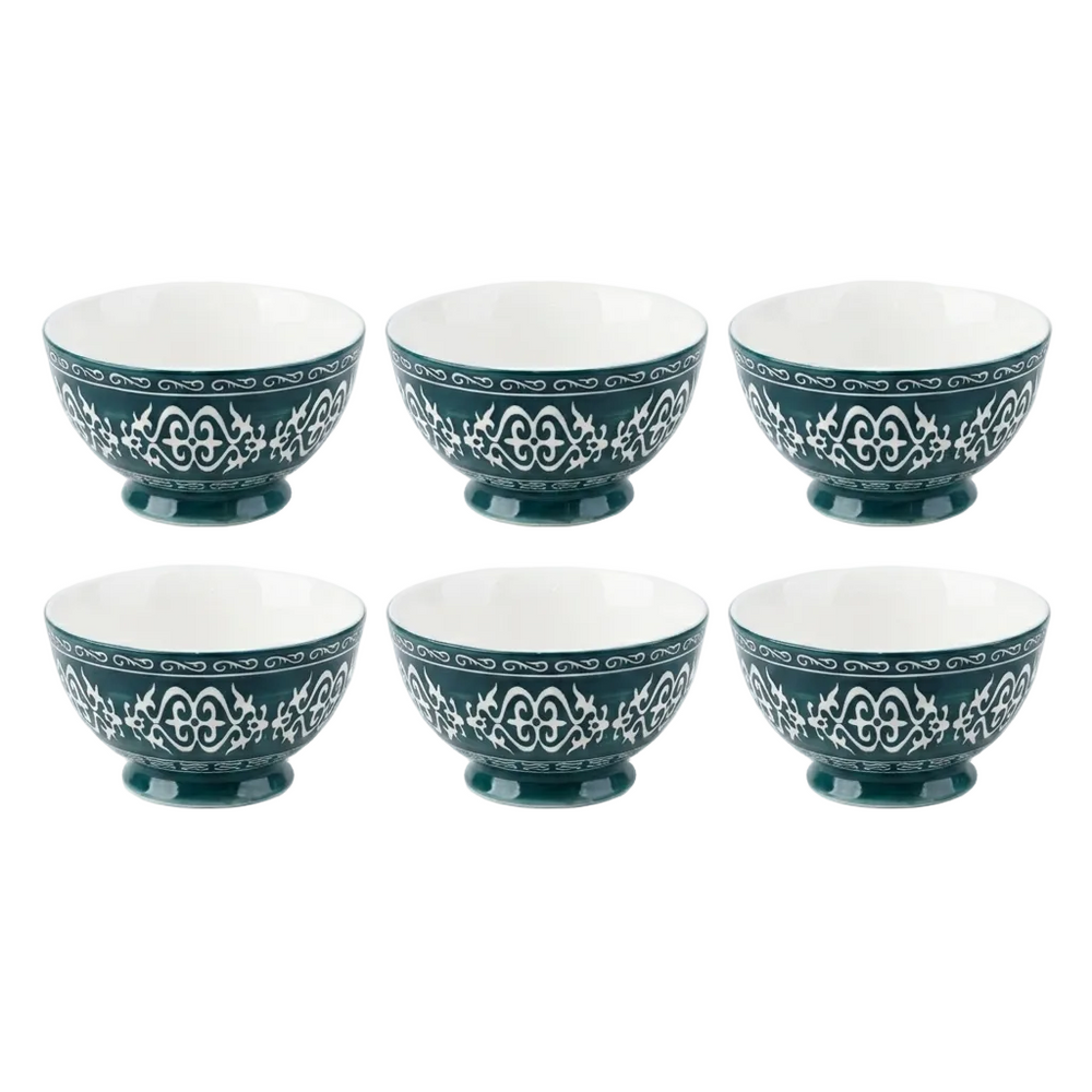 Danny Home 6Pcs Ceramic Bowl Green Vintage 13cm at Zubaidas Homestore Pakistan