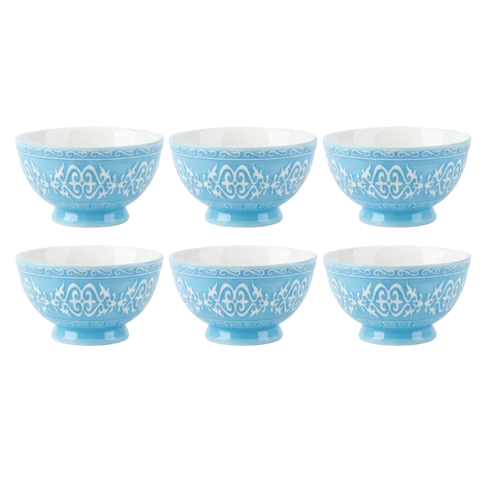 Danny Home 6Pcs Ceramic Bowl Sky Blue Vintage 13cm at Zubaidas Homestore Pakistan