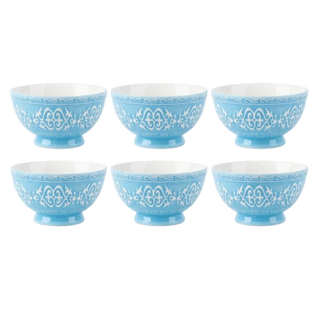 Danny Home 6Pcs Ceramic Bowl Sky Blue Vintage 13cm at Zubaidas Homestore Pakistan