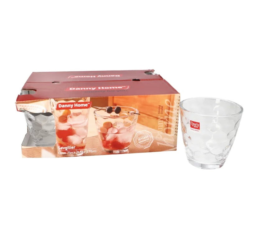 Danny Home Crystal Whisky Glass Set 6pcs 270ml at Zubaidas Homestore