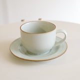 Danny Home Cup and Saucer Set 6 Pieces Celadon Speckled with Reactive Rim. Best Place for Home Shopping
