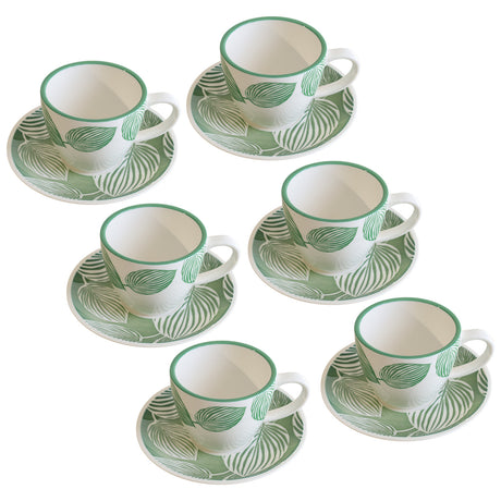 Danny Home Cup and Saucer Set 6 Pieces Green Leaf at Zubaidas Homestore Pakistan