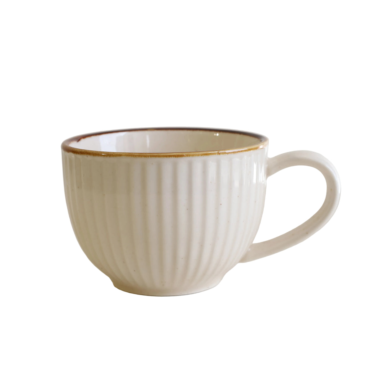 Danny Home Cup and Saucer Set 6 Pieces Ribbed Ceramic with Golden Rim. Best Homestore In Pakistan