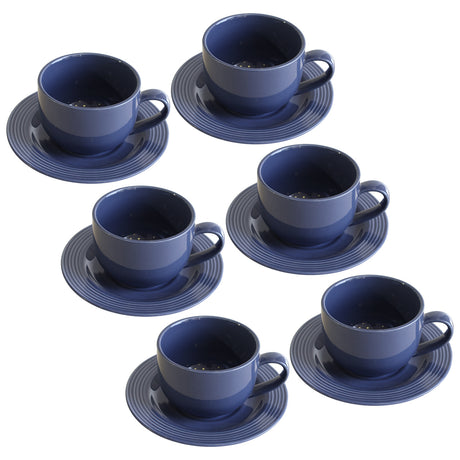 Danny Home Cup and Saucer Set 6 Pieces Solid Satin Denim Blue at Zubaidas Homestore Pakistan