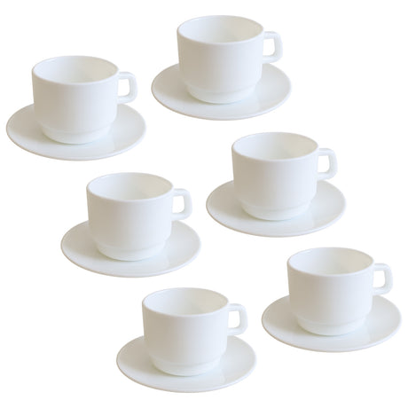 Danny Home Cup and Saucer Set 6 Pieces White Opalware at Zubaidas Homestore Pakistan