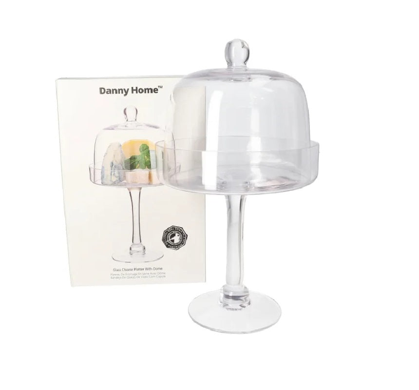 Danny Home Glass Cheese Platter with Dome 18.8cm at Zubaidas Homestore