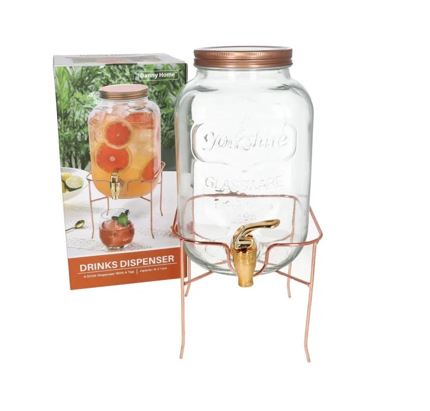 Danny Home Glass Dispenser With Tap and Stand 4L at Zubaidas Homestore