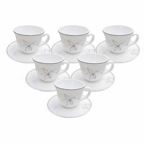 Danny Homes Cup and Saucer Set 6 Pieces Floral Line-Art at Zubaidas Homestore Pakistan