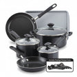 Farberware 15 Pieces Dishwasher Safe Non-Stick Cookware Set Black at Zubaidas Homestore