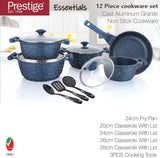 Prestige Essentials Granite 12 Piece Non-Stick Cast Aluminium Cookware Set Blue at Zubaidas Homestore. Your Favorite Home Shopping Destination in Pakistan