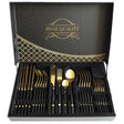 Stainless Steel 24 Piece Cutlery Set Golden Black HB-A01-3B at Zubaidas Homestore Pakistan