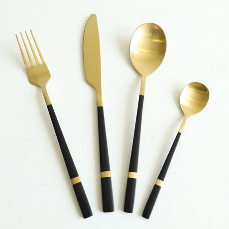 Stainless Steel 24 Piece Cutlery Set Golden Black HB-A01-3B. Best Destination for Home Shopping