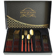 Stainless Steel 24 Piece Cutlery Set Red Golden at Zubaidas Homestore Pakistan