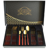 Stainless Steel 24 Piece Cutlery Set Red Golden at Zubaidas Homestore Pakistan