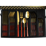 Stainless Steel 24 Piece Cutlery Set Red Golden. Best Homestore for Home Shopping