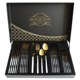 Stainless Steel 24 Piece Cutlery Set White Golden at Zubaidas Homestore Pakistan