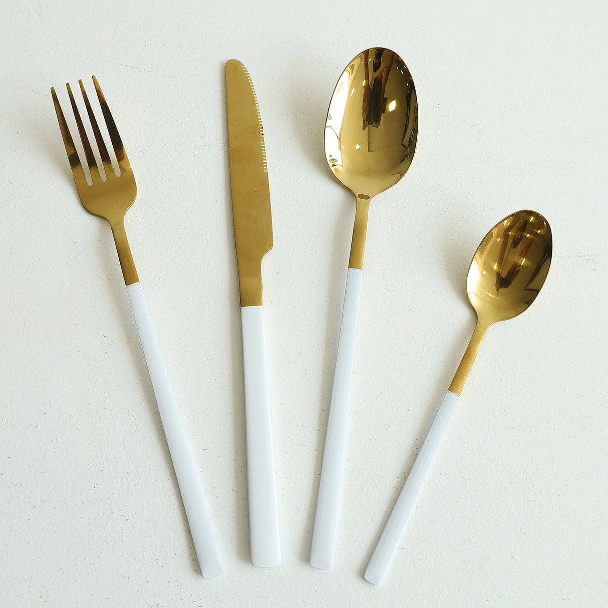 Stainless Steel 24 Piece Cutlery Set White Golden. Best Home Store for Home Shopping 