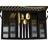 Stainless Steel 24 Piece Cutlery Set White Golden. No1 Home Store for Home Shopping