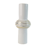 Aayat White and Gold Ribbed Ceramic Vase at Zubaidas Homestore - The Largest Collection of Vases In Pakistan