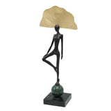 Abstract Female Figurine with Golden Fan Decorative Sculpture at Zubaidas Homestore Pakistan